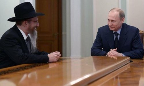 נשיא רוסיה - פוטין משוחח עם רבה הראשי של רוסיה הרב ברל לזר